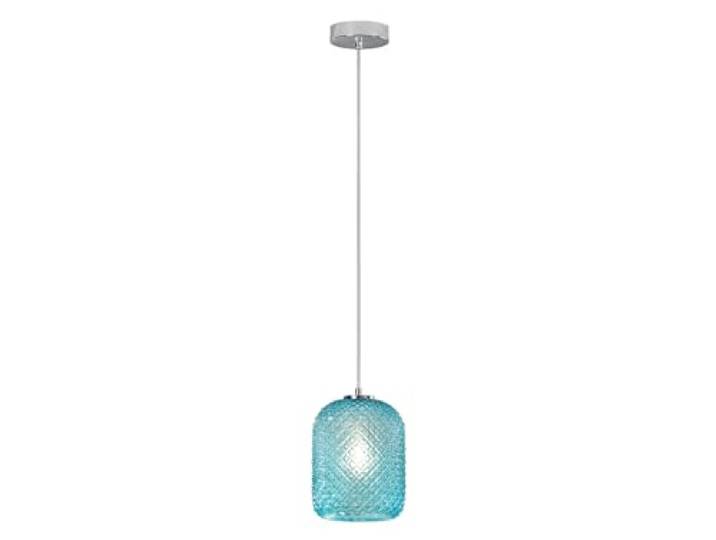 Pendelleuchte ASHFORD Relief Kristallglas transparent Blau, 20cm x Ø15cm