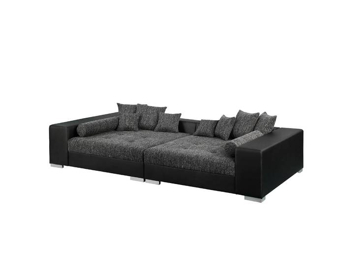Big-Sofa Schwarz/Grau/Schwarz/Grau Kunstleder Madara / Strukturstoff Beka 308 x 80 x 153cm Modern