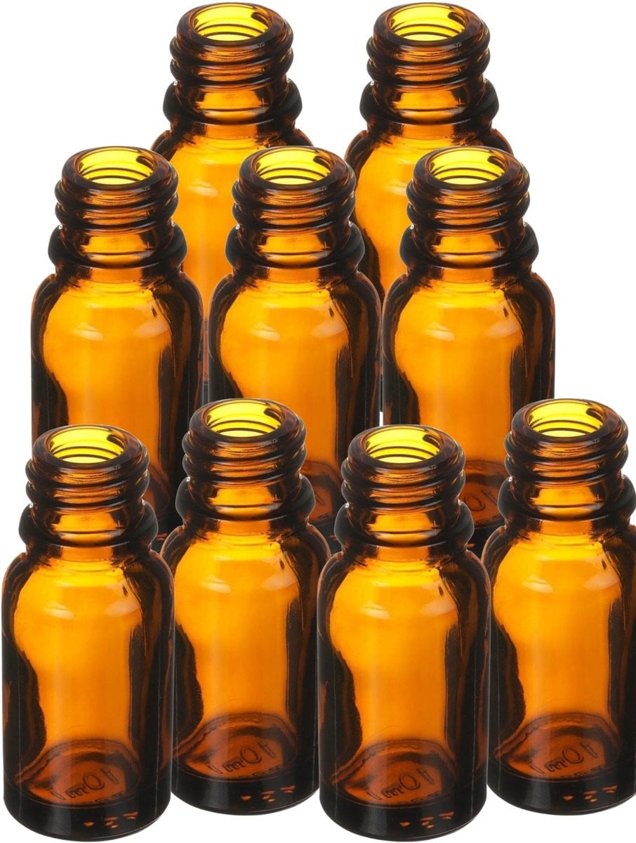 Set van 10 lege bruine glazen flesjes van 10 ml zonder dop