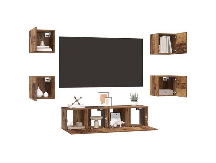 ABBO-SALE* Ensemble meuble TV - Armoire de téléviseur - 6 pcs Bois ancien Moyen 120 x 30 x 30cm SOL181412