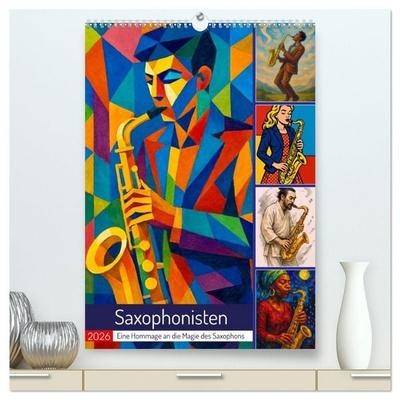 Saxophonisten. Eine Hommage an die Magie des Saxophons (hochwertiger Premium Wandkalender 2026 DIN A2 hoch), Kunstdruck in Hochglanz