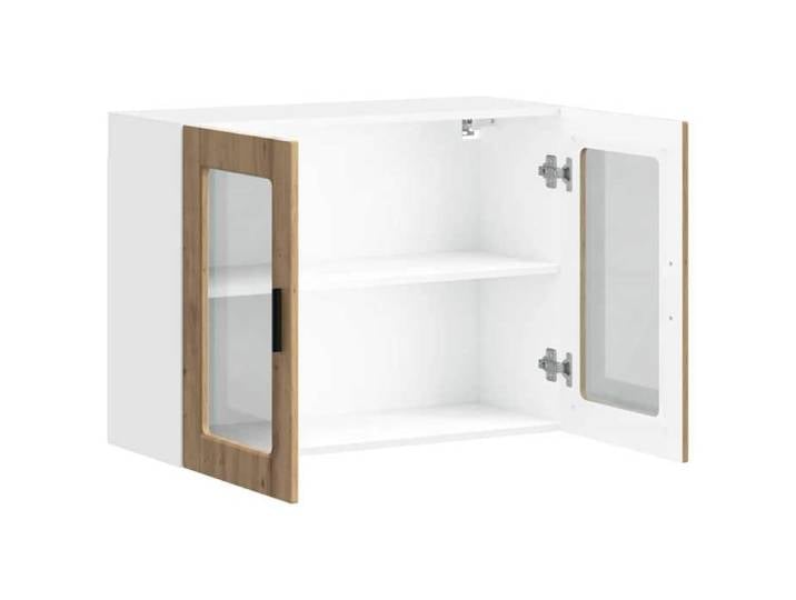 SALE d'hiver Meuble haut de cuisine - Armoire murale de cuisine porte en verre - Porto - chêne artisanal - Armoire flottante - 80x3