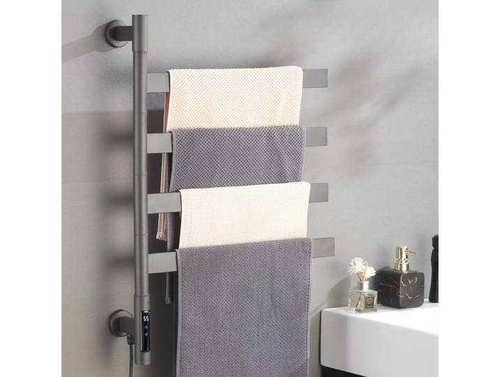 Sèche-serviettes électrique chauffant rotatif pour salle de bain, en acier inoxydable étanche, support thermique pour serviettes, accessoires de toilette domestiques