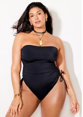 Plus Size Women's Bandeau Adjustable One Piece by Swimsuits For All in Black (Size 20)
