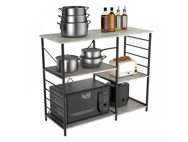 Étagère Four à Micro-Ondes Support Rack Cuisine Etagères de Cuisine Meuble Rangement Desserte de Cuisine pour Stockage Gris