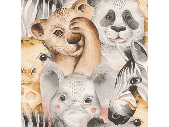 Rasch Bambino Animals 252521 Tapete, für Kinderzimmer, niedlich, exotisch