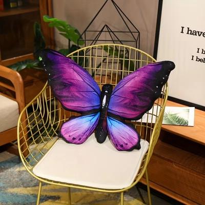 DynamicDeals Butterfly Plush Throw Pillow Cushion For Couch, Bed & Cozy Room Decor purple