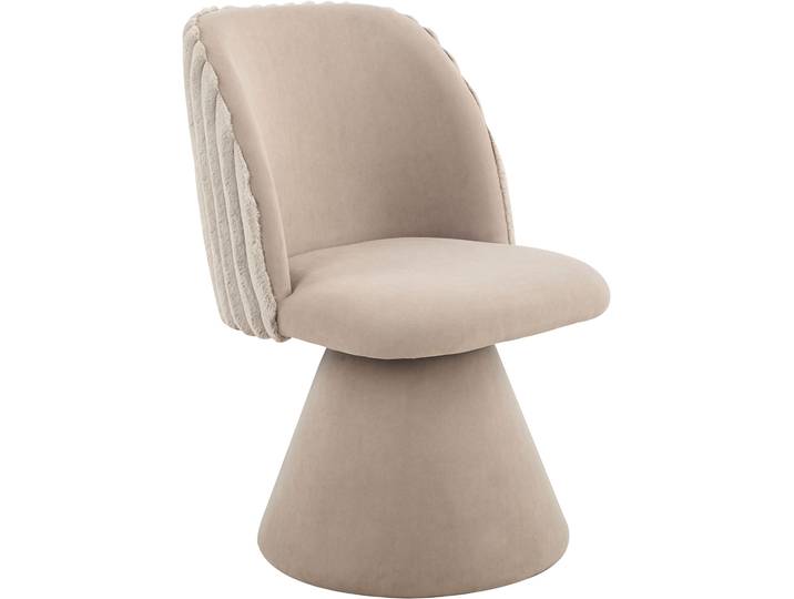 Esszimmerstuhl HELA BARI I Drehstuhl , beige (schlamm, schlamm, schlamm), B:54cm H:84cm T:61cm, Polyester, Stoff, Stühle, Esszimmerstuhl, 360 drehbar, Polsterfuss, Materialkombi, Aussen Felloptik Innen Velvet