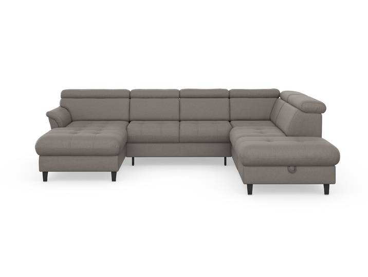 Wohnlandschaft, Luxus-Microfaser TORO, Grau 304×216 cm, Mit Bettfunktion & Stauraum, SIT & MORE