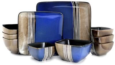 Elama Lounge 16 Piece Squared Dinnerware Set