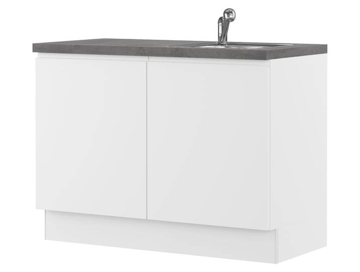 Mehrzweckschrank-Set IMPULS KÜCHEN Warschau , weiß (weiß mit beton, optik schiefer dunkelgrau), B:120cm H:91,8cm T:60cm, Holzwerkstoff, Pulverlack, Kastenmöbel-Sets, Mehrzweckschrank-Set, Vielfältige Varianten verfügbar; kombinierbar mit anderen Artikeln