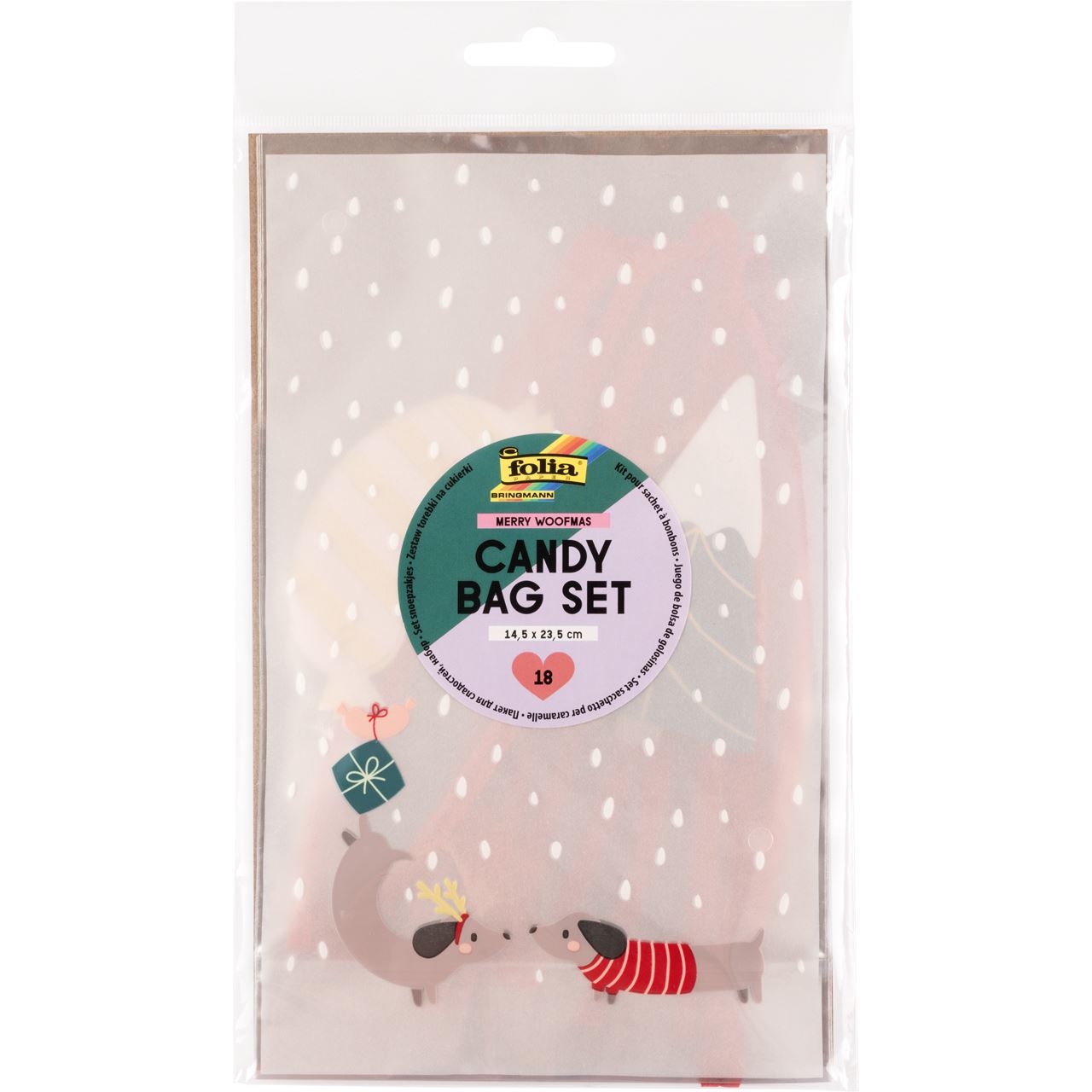 folia PP-Bodenbeutel MERRY WOOFMAS 14,5 x 23,5 cm, 6 St.