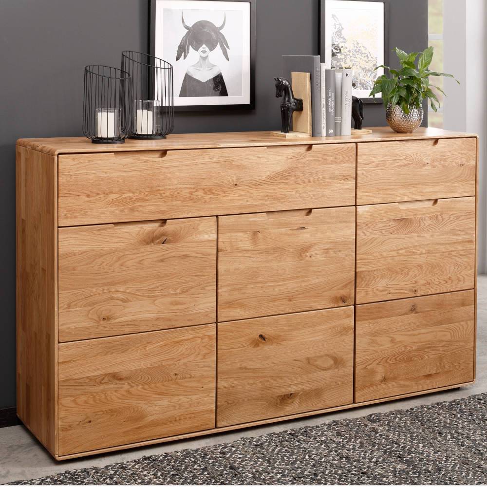 Pharao24.de Sideboard Kommode aus Wildeiche Massivholz mit zwei Schubladen