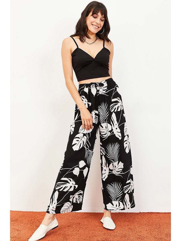 Bianco Lucci Hose in Schwarz/ Weiß - S