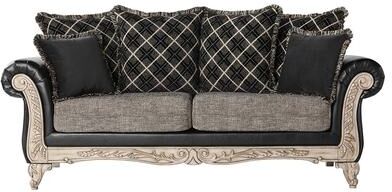Roundhill Furniture San Marino 2-Tone Fabric Wooden Frame Sofa in Ebony