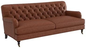 Maggie Leather Sofa - Tobacco Leather, Tobacco Flannel - Ballard Designs