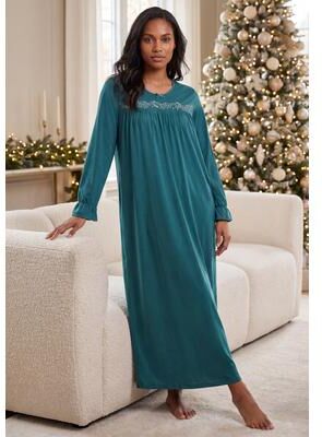 Plus Size Women's Embroidered Comfort Gown by Only Necessities in Mystic Pine (Size 5X)