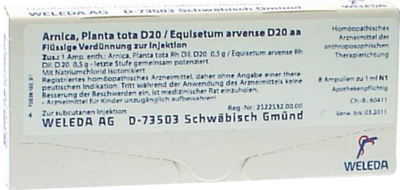 WELEDA AG ARNICA PLANTA tota D 20/Equisetum arv.D 20 aa Amp. 8X1 ml 01618475