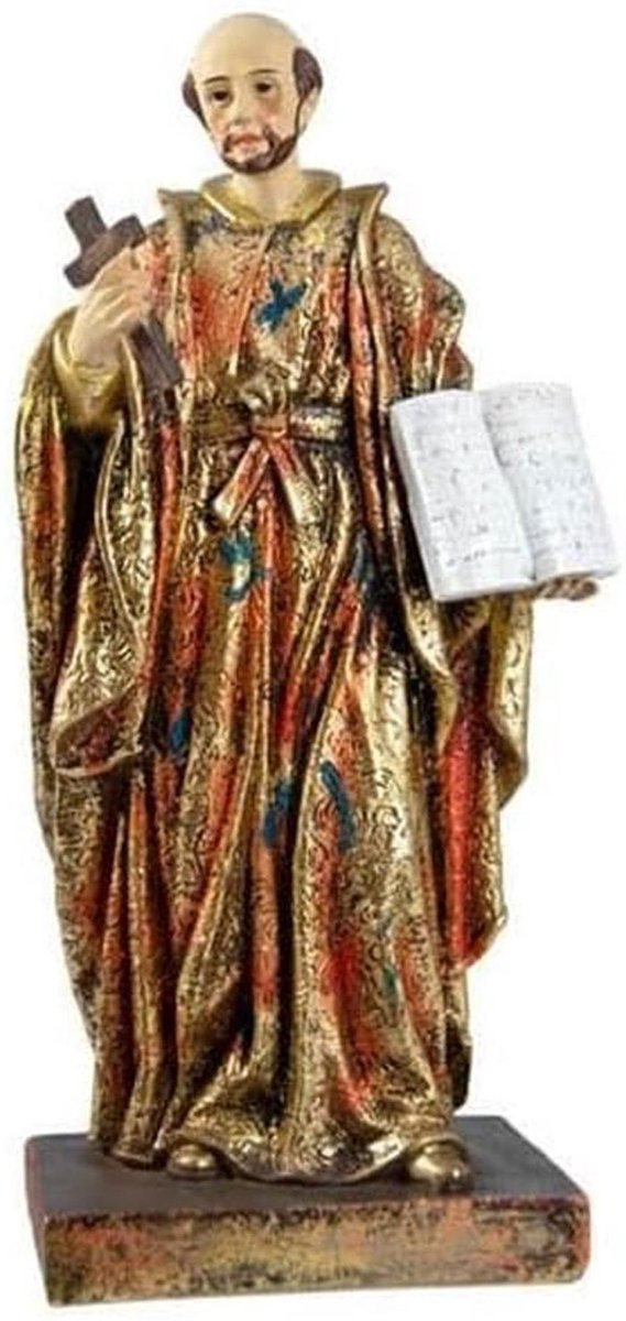 Handbeschilderd religieus beeld Sint Figuur voor op tafel, Meerkleurig, Hoogte: 20 cm