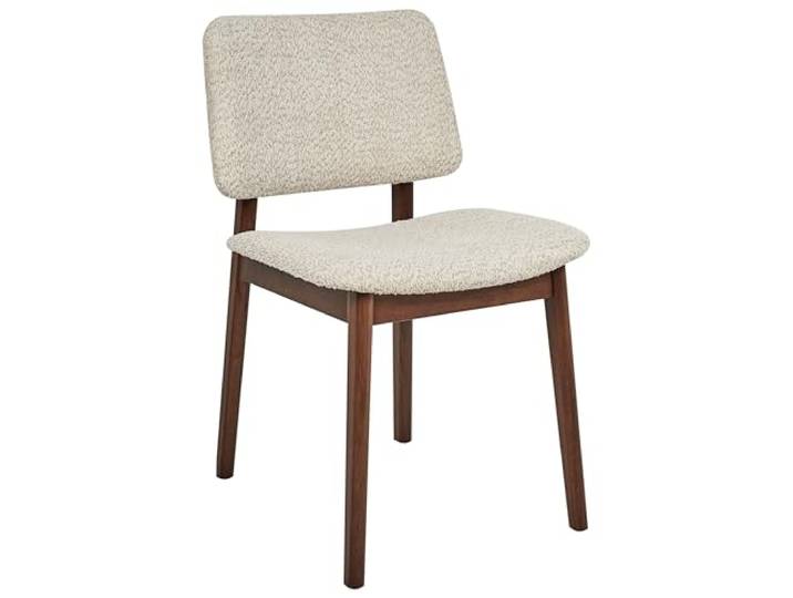 Beliani Esszimmerstuhl 2er Set gepolstert Bouclé beige/Dunkelbraun ohne Armlehnen Blane