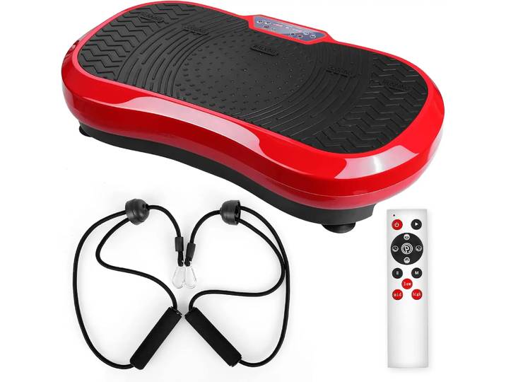 Plateforme Vibrante, avec Moteur Ultra Silencieux, 120 Niveaux + 3 programmes d'entraînement, avec télécommande, Antidérapante - Entraînement Complet du Corps, Bandes d'entraînement