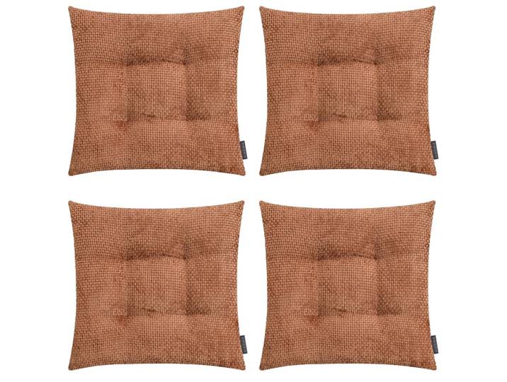 Lot de 4 galettes de chaise velours chenille cuivre 35x35x5