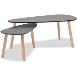 vidaXL Beistelltisch Set 2 Stk. Kiefernholz Massiv Schwarz