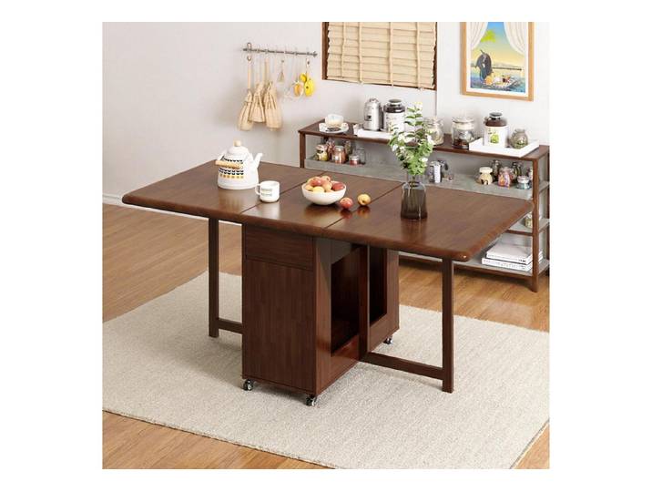 LuxusKollektion Esstisch Esstisch Ausziehbar Stauraum Rollen Nussbaum 130 cm Tisch (1-St)