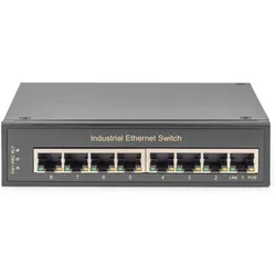 Digitus Industr. 8-Port Gigabit Switch (8 Ports), Netzwerk Switch, Schwarz