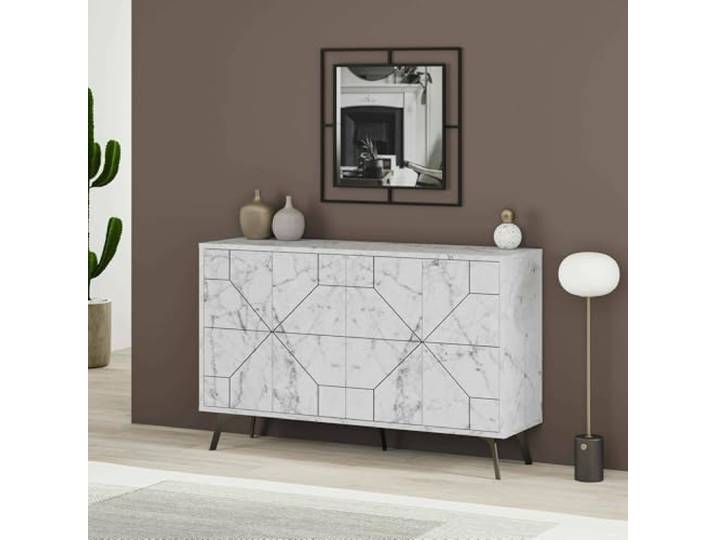 Dmora Anrichte Meridian 123x35x62,4 cm Weiß 2 Einlegeböden, 4 Türen