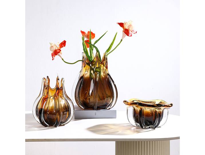 Vases en verre cristal créatifs, décoration de table à manger, vases abstraits de forme irrégulière, vases hydroponiques, décoration de salon