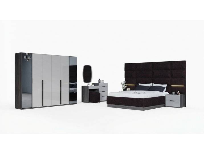 Xlmoebel Komplettschlafzimmer Luxuriöse Holz Möbel: Bett, Nachttisch, Kleiderschrank, Kommode, (Komplettschlafzimmer, 5-tlg., Komplettschlafzimmer), Made in Europa