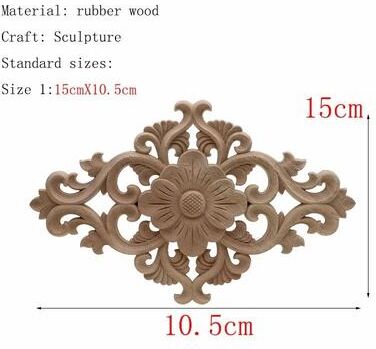 Uplift Picks Natural Floral Wood Carved Applique Decorative Trim For Furniture And Wall Decor 14