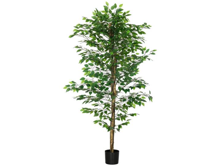 Homcom Künstliche Pflanze, 180 cm Kunstpflanze mit Übertopf, Kunstmoos für Wohnzimmer, Grün, Kunststoff, 180 cm, Dekoration, Blumen & Blumentöpfe, Kunstpflanzen