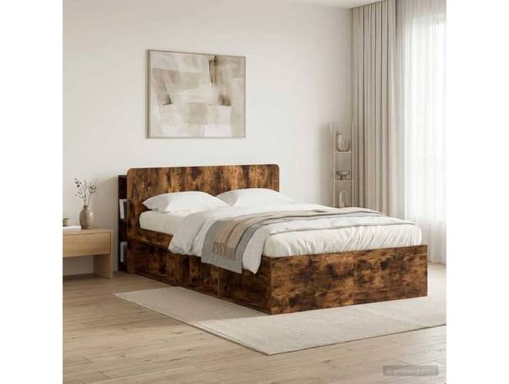RJPLMFV Kopfteil für Betten, rauchige Eiche, Holz Integrierte Aufbewahrung, Wandmontage, einfache Reinigung, vielseitig einsetzbar