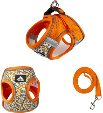 Inspire Curations Reflective Escape Proof Cat Harness & Leash Set Cat Harness And Leash For Safe Outdoor Adventures orange m(3 4.5kg)