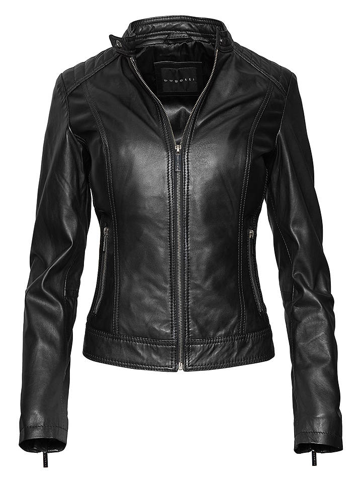 Bugatti Lederjacke in Schwarz - 44