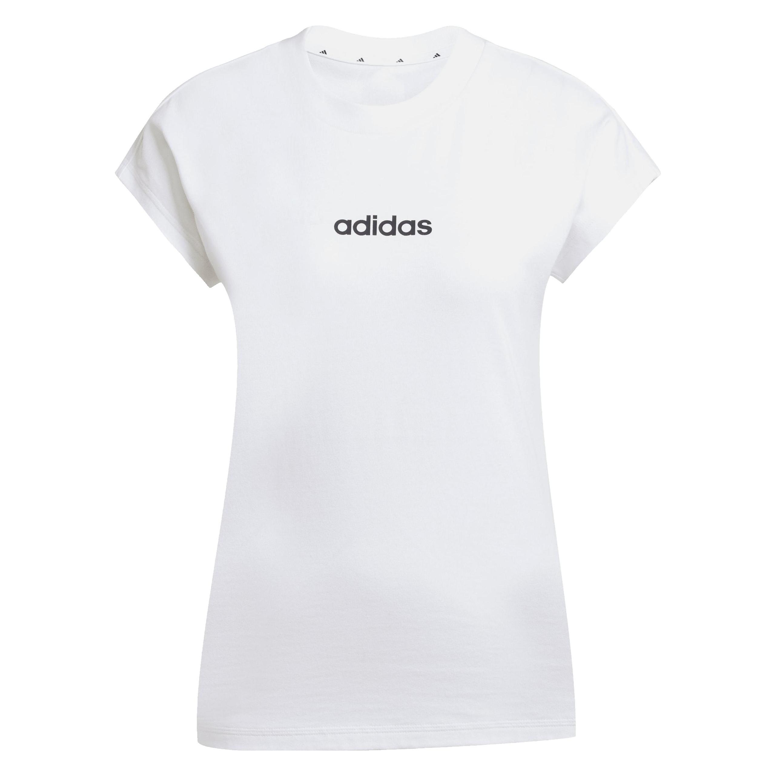 Adidas Damen Essentials LINEAR Cotton T-Shirt, White/Black, M (M) (JC8239)