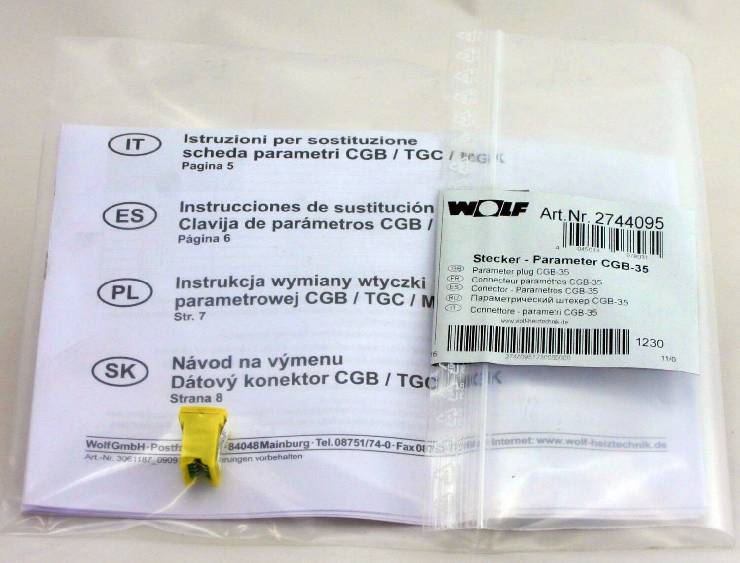 Prise de paramètres Wolf 274409599 pour CGB-35