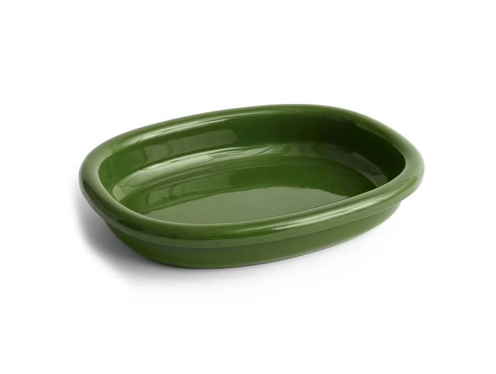 HAY Plat de service ovale Barro Green, large 27x36 cm