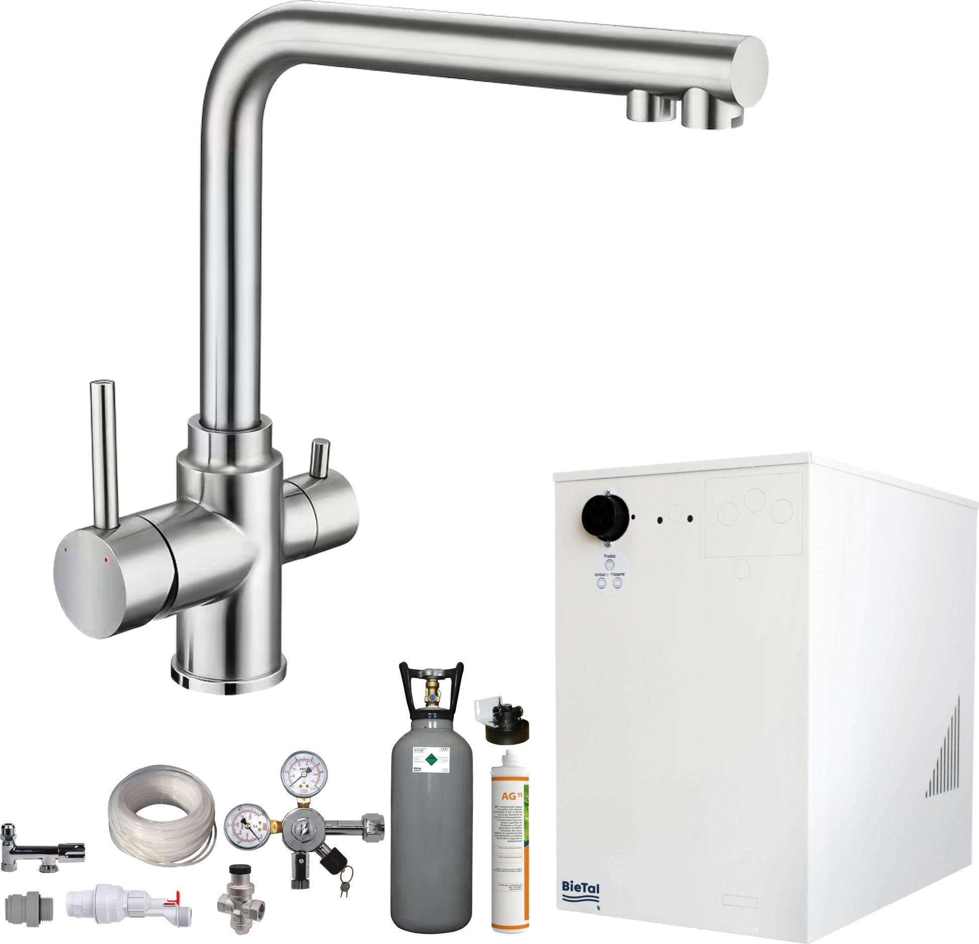Tafelwassergerät BieTal BT-30U Kühlung 3-Wege L Hahn Edelstahl Filter 6Kg CO2