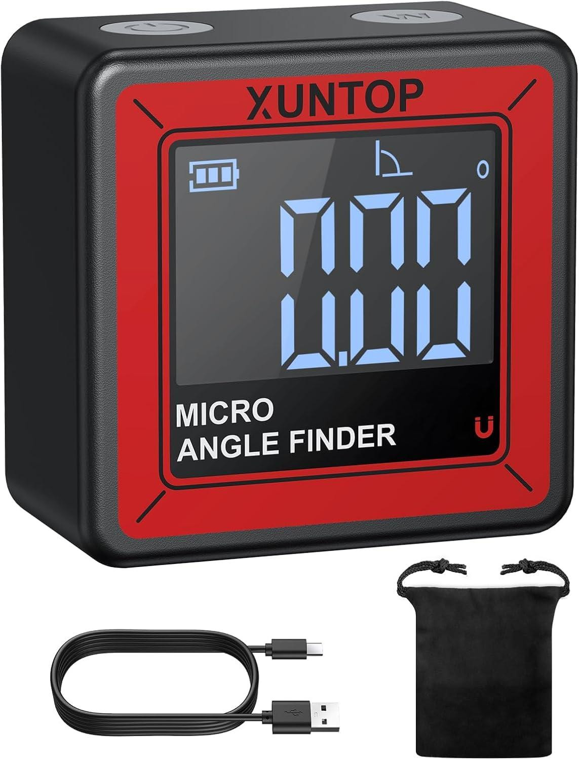 Selius Digitale Inclinometer 4×90° Mini Waterpas met Magnetische Basis, USB-C Oplaadbaar voor Houtbewerking en Metaalbewerking