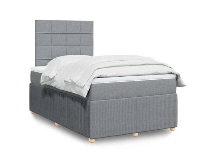 RJPLMFV Lattenrost mit Matratze, hellgrau, 120 x 200 cm, Stoff Individuelle Taschenfedern, höhenverstellbarer Kopf, abnehmbarer Matratzenauflage, langlebiger Komfort