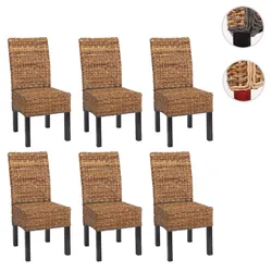 6er-Set Esszimmerstuhl Korbstuhl M69 Stuhl BALI Bananengeflecht ~ dunkel, ohne Kissen
