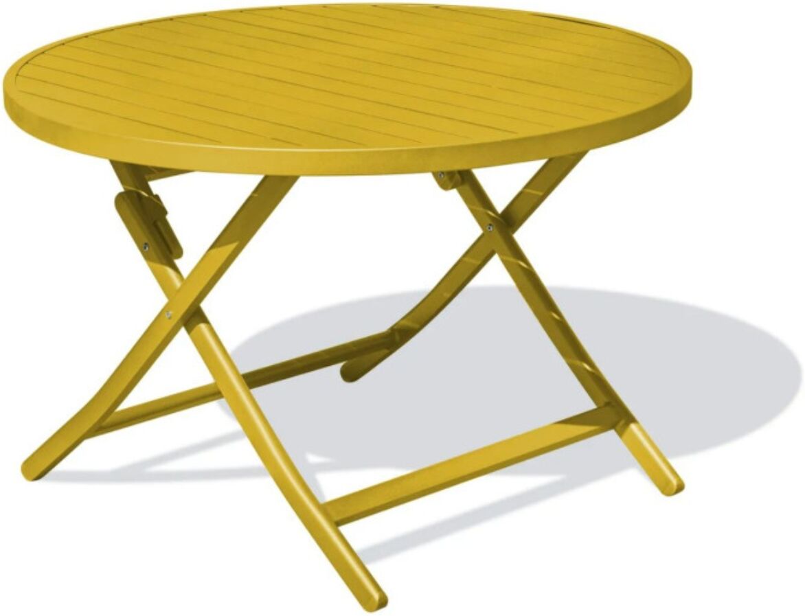 City Garden Table de jardin pliante MARIUS ronde 110cm aluminium Moutarde DCB Garden