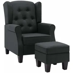 vidaXL Sessel mit Fußhocker Dunkelgrau Stoff