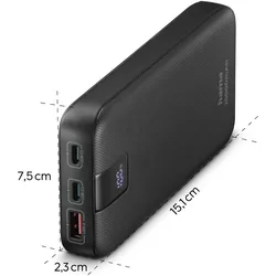 Hama Power Pack PD 20 (20000 mAh, 20 W, 74 Wh), Powerbank, Grau