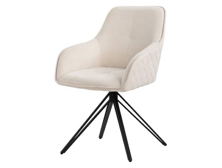ML-Design Esszimmerstuhl drehbar aus Textil Webstoff, Creme, Wohnzimmerstuhl mit Armlehne & Rückenlehne, 360° Drehstuhl, Polsterstuhl mit Metallbeine, Ergonomische Sessel, Küchenstuhl Loungesessel
