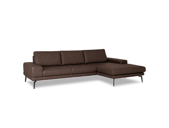 Ecksofa mit opt. Relaxfunktion Braun Echtleder Belmira 310 x 86 x 180cm Longchair davorstehend rechts Relaxfunktion Modern
