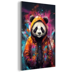 METALLBILD Panda - Jacke - Graffiti - Orange 20x30 cm